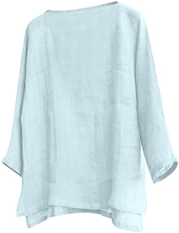 Венкомг1 маички памучни ленени маички со цврста боја обична маица пролетни летни кошули со долги ракави лабави кошули на Хенли