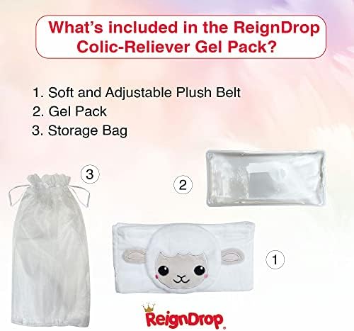 Reigndrop Colic Relief за новороденчиња - Сет за олеснување на гасот со бенд на стомакот, гел пакет, торба за складирање - смирувачки