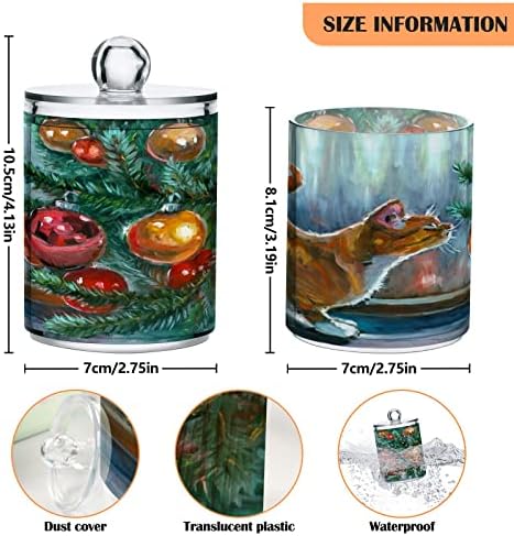 Алаза 2 Пакет Qtip Држач Диспензерот Елка Со Топки Бања Организатор Канистри За Памучни Топчиња/Брисеви/Влошки/Конец, Пластични Аптекарски Тегли За Суета
