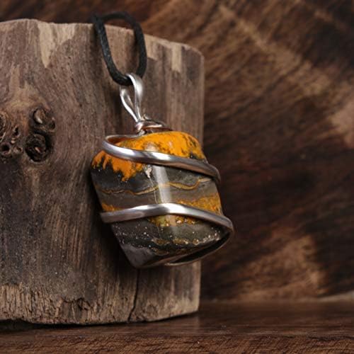 Ayana Raw Bumblebee Jasper Eclipse Stone Pendant ѓердан | Кристал на самодоверба и промена на прифаќање. Енергија на вулканот