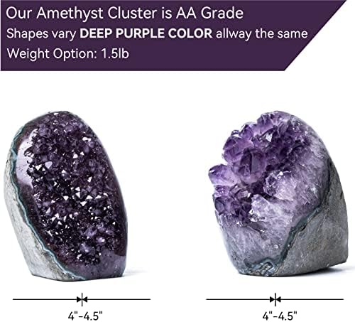 Природно длабоко виолетова аметист кристал геоде од Уругвај 1,5-2 lb, кластер за аметист од одделение вклучува бонус решетка,