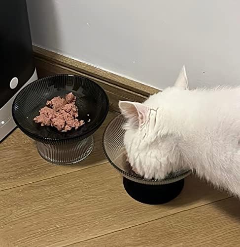 Анти повраќање мачки чинија, подигнати чинии за храна за мачки, сад за храна за миленичиња со миленичиња за миленичиња за мачки,