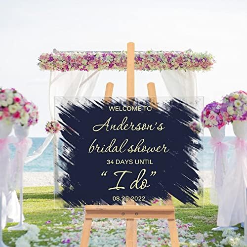 Акрилик свадбен знак морнарица сина чиста акрилна свадба добредојде знак персонализирана церемонија за поздравување на венчавки,