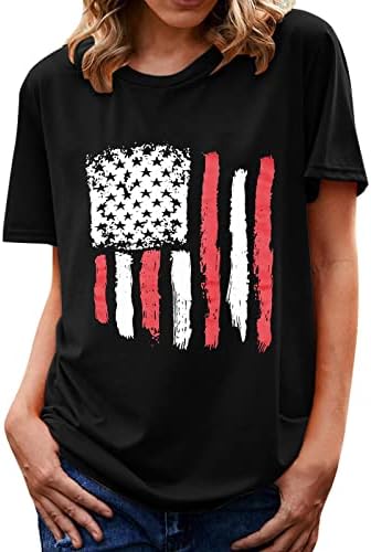 Четврти јули Облека за жени во САД знаме маичка Денот на независноста кошули со кратки ракави екипаж на летни празници за блуза