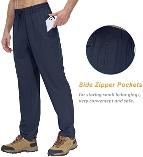Машки панталони Kefitevd со џебови лесни брзи суви џемпери еластични панталони за влечење на половината за трчање на тренингот за