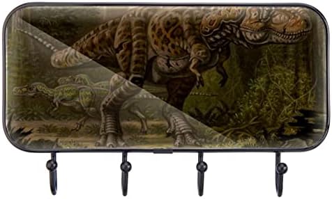 Антички Животни Диносауруси Сликарство Уметност Печатење Палто Решетката Ѕид Монтирање, Влезот Палто Решетката со 4 Кука За Капут