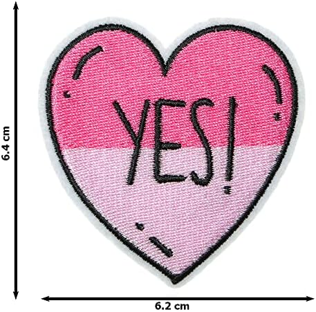 JPT - Да! Срцево розово извезено апликација железо/шие на закрпи, симпатична лого -лепенка на маичка за јакна од кошула, капа