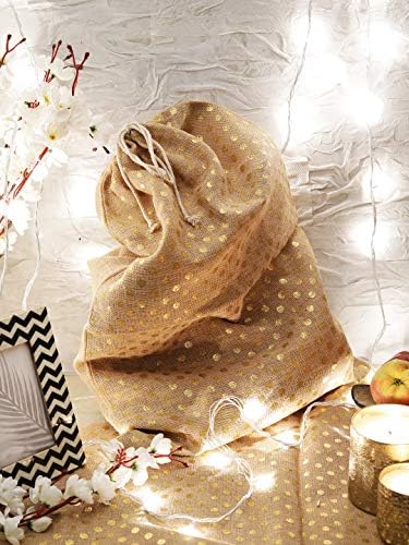 природен бурап јута вреќа со светло злато фолија за печатење | Накит торбичка за бонбони за торби за подароци за свадбени забави