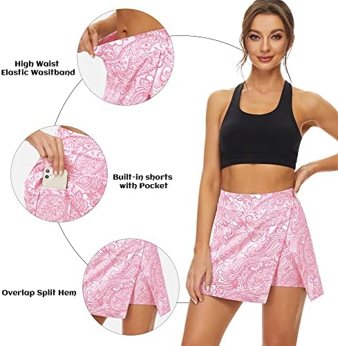 Тениски здолништа со фенгбај за жени со џебови, здолништа со високи половини за атлетски голф со шорцеви