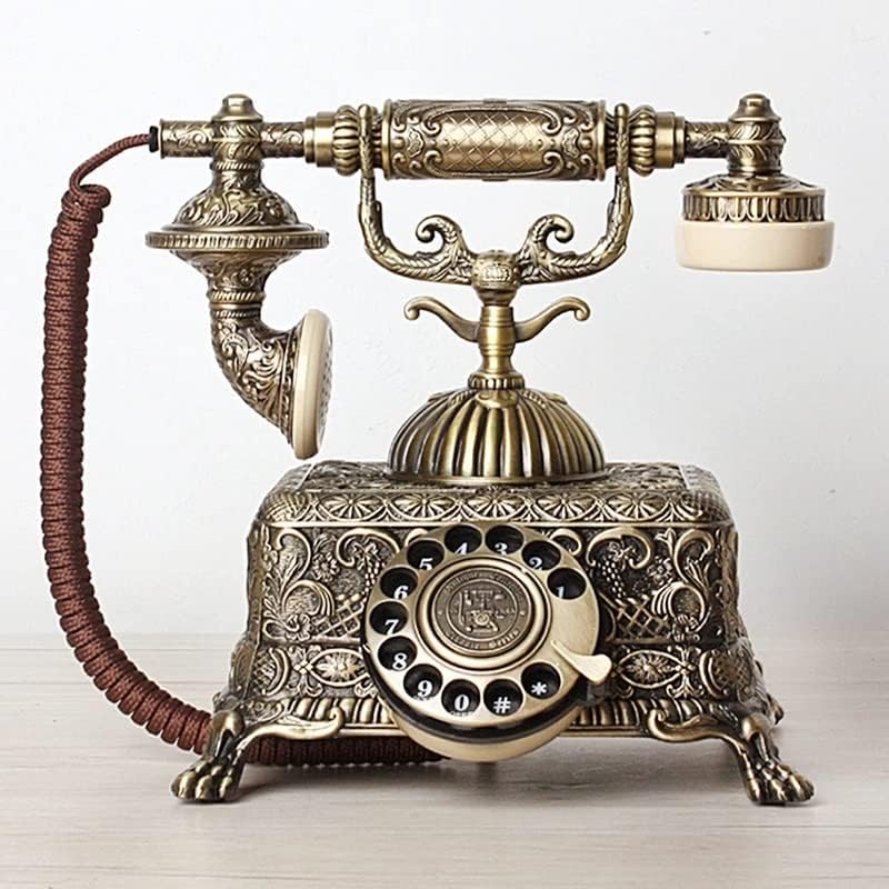 N/A метал гроздобер антички телефон старомоден телефонски фиксна линија со ротационо бирање за декорација на домашни канцеларии