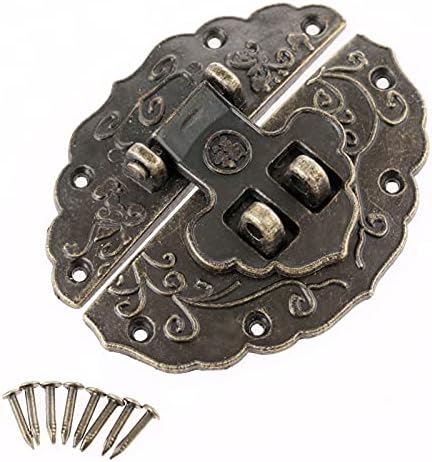 Seewoods WS823 1PC 5644MM Антички месинг кутија со брава на брадавички декоративни накит кутии HASP заклучување брава со завртки