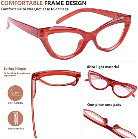 Очила за читање на очи со 4 пакувања со очи за очи за жени Чик читатели +2,50