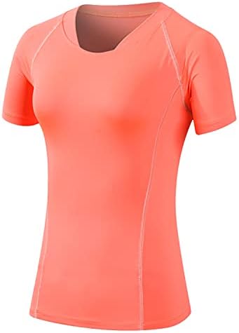 Кошула за компресија на жените, суво вклопување вежба за атлетски кошула со краток ракав, основен слој