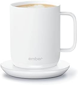 Ембер контрола на температурата Паметна кригла 2, 14 мл, контролирана со апликација загреано кафе со 80 мин траење на батеријата и подобрен дизајн, бело