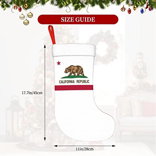 Cutedwarf California Flag Christmas Christmas Stocking Xmas Holiday Ornaments камин што виси чорап 18 инчи чорапи