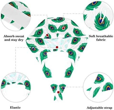 Јојоамој Прилагодливо Работно Капаче Со Копче Памучна Лента За Пот Рачно Нацртана Симпатична Мачка Капа За Хирург За Жени