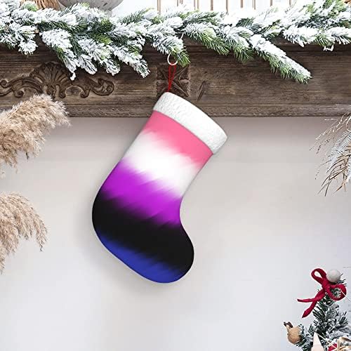 QG ZZX Божиќни чорапи со бело супер мека кафушка манжетна за родови флуид на гордоста на гордоста Божиќни чорапи Божиќни украси порибување