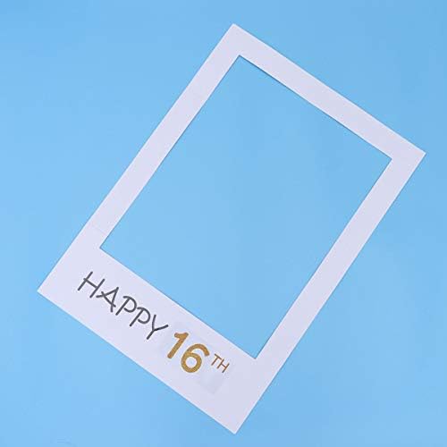 Amosfun Среќен 16 -ти DIY хартија за хартија со слики за фотографии со фото штанд за подот за забавата за роденденска забава