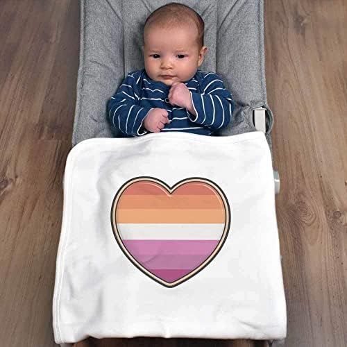 Azeeda 'Лезбејско знаме на гордоста на срцето' памучно бебе ќебе/шал