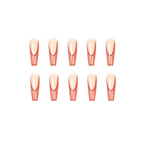 Ковчег лажни нокти со долг одвојлив лепак вклучува целосен прекриен летен француски печат на нокти 24 парчиња совети за уметност за нокти за салони за нокти и жени
