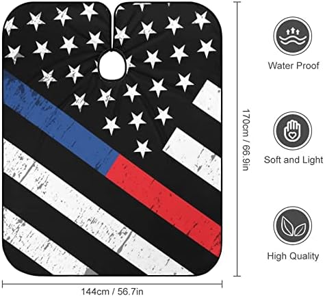 Полиција И Пожарникар Американско Знаме Берберска Наметка За Сечење Коса Водоотпорна Наметка За Фризура Со Прилагодливо Затворање Предвремени Фризерски Бои Перм