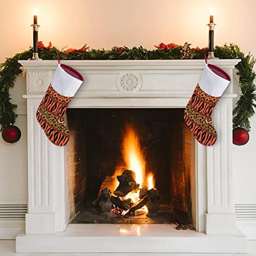 Шепа и тигар шема на кожата Божиќно порибување чорапи печати Божиќно дрво од камин
