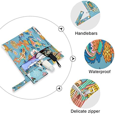 Кигаи 2 ПАРЧИЊА Бебешка Ткаенина Пелена Влажни Суви Кеси Гроздобер Цвеќиња Водоотпорна Влажна Торба За Повеќекратна Употреба Со