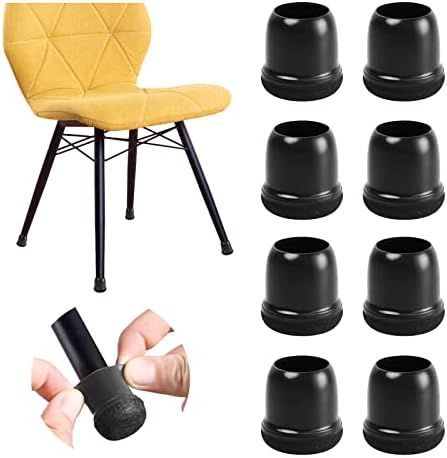 20 парчиња црни мали столици за нозе за подот за подови од дрвени предмети, надградени капачиња за нозе на гумени столици со почувствувани влошки, нозе за нозе за меб