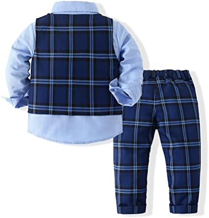 Baby Boys Gentleman Suit кошула+елек+панталони 3 парчиња комплети за облека