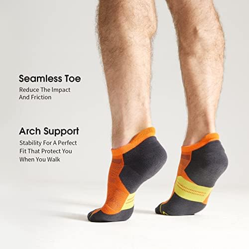 CS Celersport 6 пакуваат машки чорапи за глуждови со перница, ниско сечење атлетски чорапи со атлетски картички