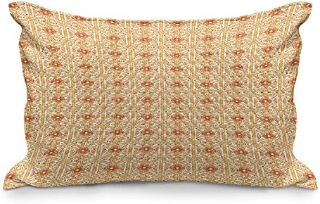 Ambesonne Floral Quilted Pemlowcover, Блискиот исток мозаик народен образец Османлијата влијае на етничкиот дизајн, стандардниот наслов на перница