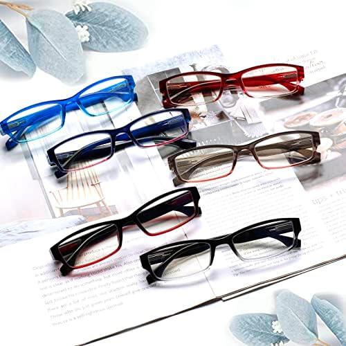 Ossошу 6 пакувања за читање очила сина светлина блокирање за жени мажи ， компјутерски читатели против очила за очила за модни рамки