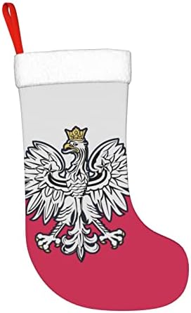 QG ZZX Полски знаме орел Божиќно порибување Божиќни чорапи камин виси чорап 18 инчи за одмор
