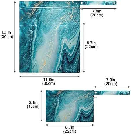 Кигаи Апстракт Океански Мермер Водоотпорна Влажна Сува Торба За Повеќекратна Употреба Со Рачка за Патување, Плажа, Базен, Пелени, тоалети 2 парчиња