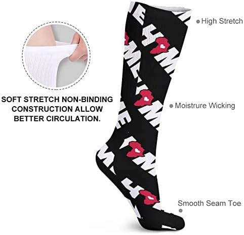 Почетна Африка Мапа Колено Високи Чорапи Обични Цевки Чорапи Спорт Пешачење Чорапи За Мажи Жени