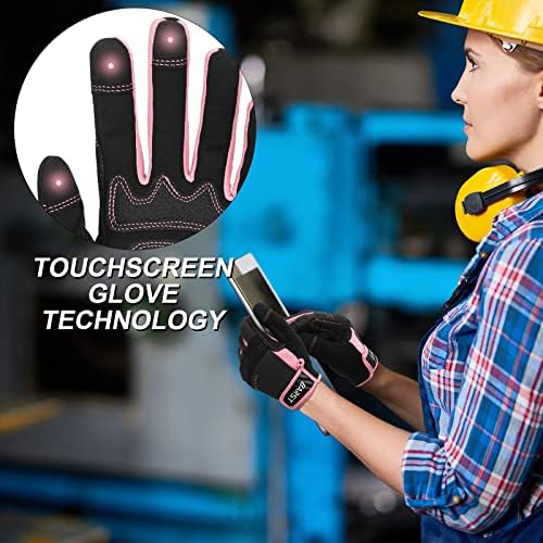 Работни ракавици Huwluiwa за жени, механички ракавици за ракавици на допир на екранот на допир за градинарство за градежни работи