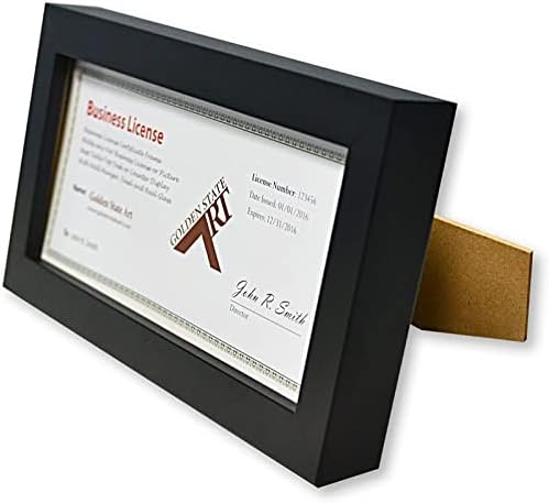 Голден Стејт Арт, Рамка од дрво за 4x9 сертификат за деловна лиценца со вистински приказ на стакло и табела, црна, 2 пакет