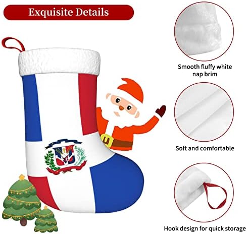 QG ZZX знаме на Доминиканската Република Божиќно порибување Божиќни чорапи камин виси чорап 18 инчи за одмор