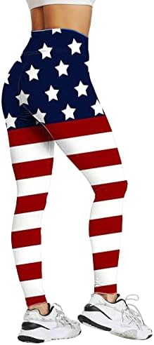4 јули Хеланки За Жени Контрола На Стомакот Кревање Задник Беспрекорно Американско Знаме Удобност На Нозете Слаби Хеланки Јога Панталони