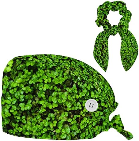 Медицински капачиња прилагодливо работно капаче со копчиња и лакова коса, чиста зелена природна детелина
