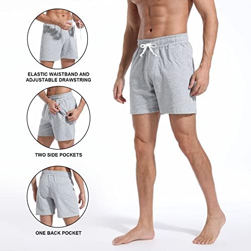 Тигерспот Менс 5.5 Памучни Шорцеви Обични Панталони Вежбање Теретана Атлетски Еластичен Струк Прилагодлив Врвка за Влечење Со Џебови