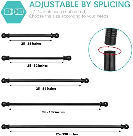 АОКС Прачки За Завеси За Прозорци од 25 до 38 Инчи, Единечна Прилагодлива Шипка За Завеси Со Завршни Облоги И Загради, 1 Шипка За Завеси За