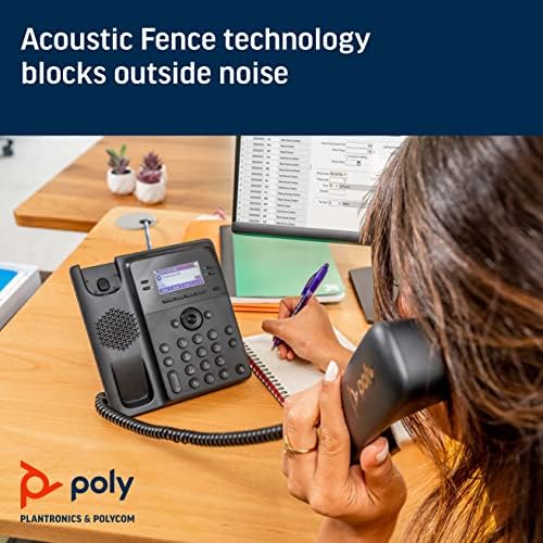 Poly Edge B30 IP Desk Телефон, POE - Отворена SIP - Поврзете се со 16 линии - моќност над Етернет - Акустична технологија за ограда - RJ9 и 3,5 mm пристаништа за слушалки - осветлени клуч?