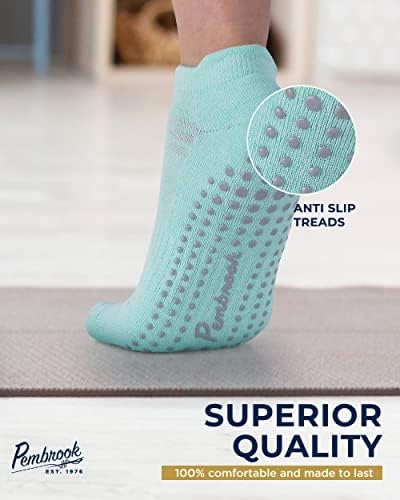 Pembrook Grip Cosks за жени и мажи - 6 пара баре чорапи со зафат за жени | Не -лизгачки чорапи жени