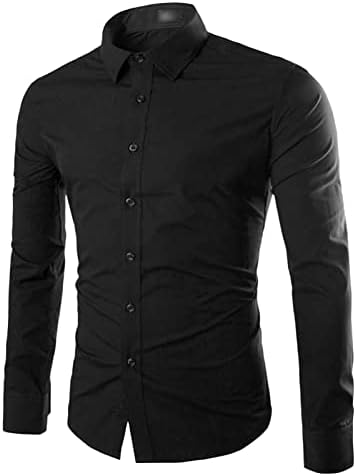 Машка џокер со цврста боја, обична кошула со долги ракави, стилски бизнис тенок кошула копче јака кошула кошула