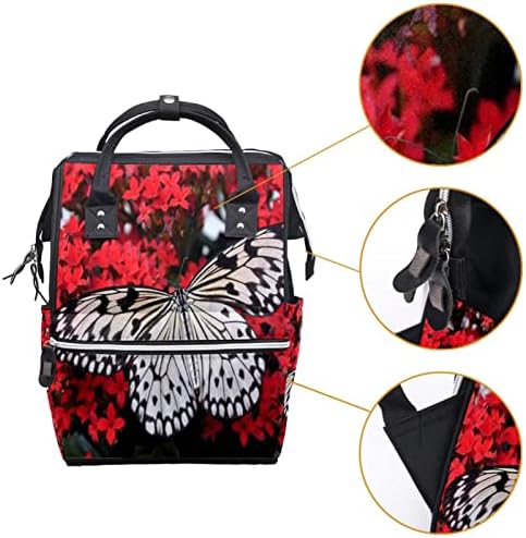 Пеперутка лета на цветни цвеќиња, ранец за торбичка за пелена, бебе, менување торби со повеќе функции, торба за патување со голем капацитет
