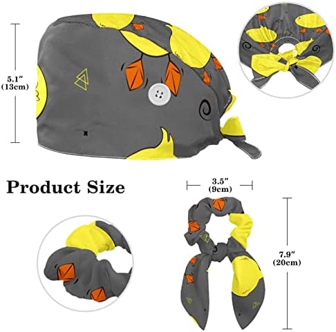 Прилагодливо работно капаче со копче, Патка Смешна шема Хируршка капа за џемпери, врски со грб со лак за коса