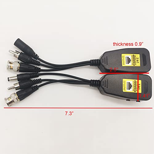 4 Pairs HD Video Balun Connectors Audio Data Power BNC Network Transceiver to AHD/TVI/CVI/CVBS RJ45 Adapter Transmitter for 720P/960P/1080P/3MP/5MP/8MP