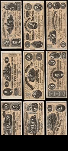 1962 година Топпс делумно комплетен сет на валута за граѓанска војна VG/EX
