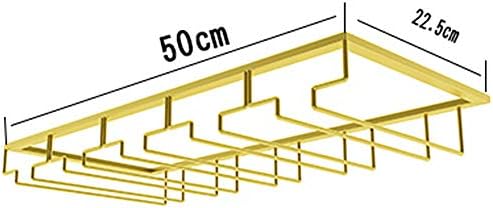 Под кабинет стаклена решетка за вино, држач за стакло од железо од матичникот 5 реда за складирање Метал Организатор за домашен бар кујната-злато